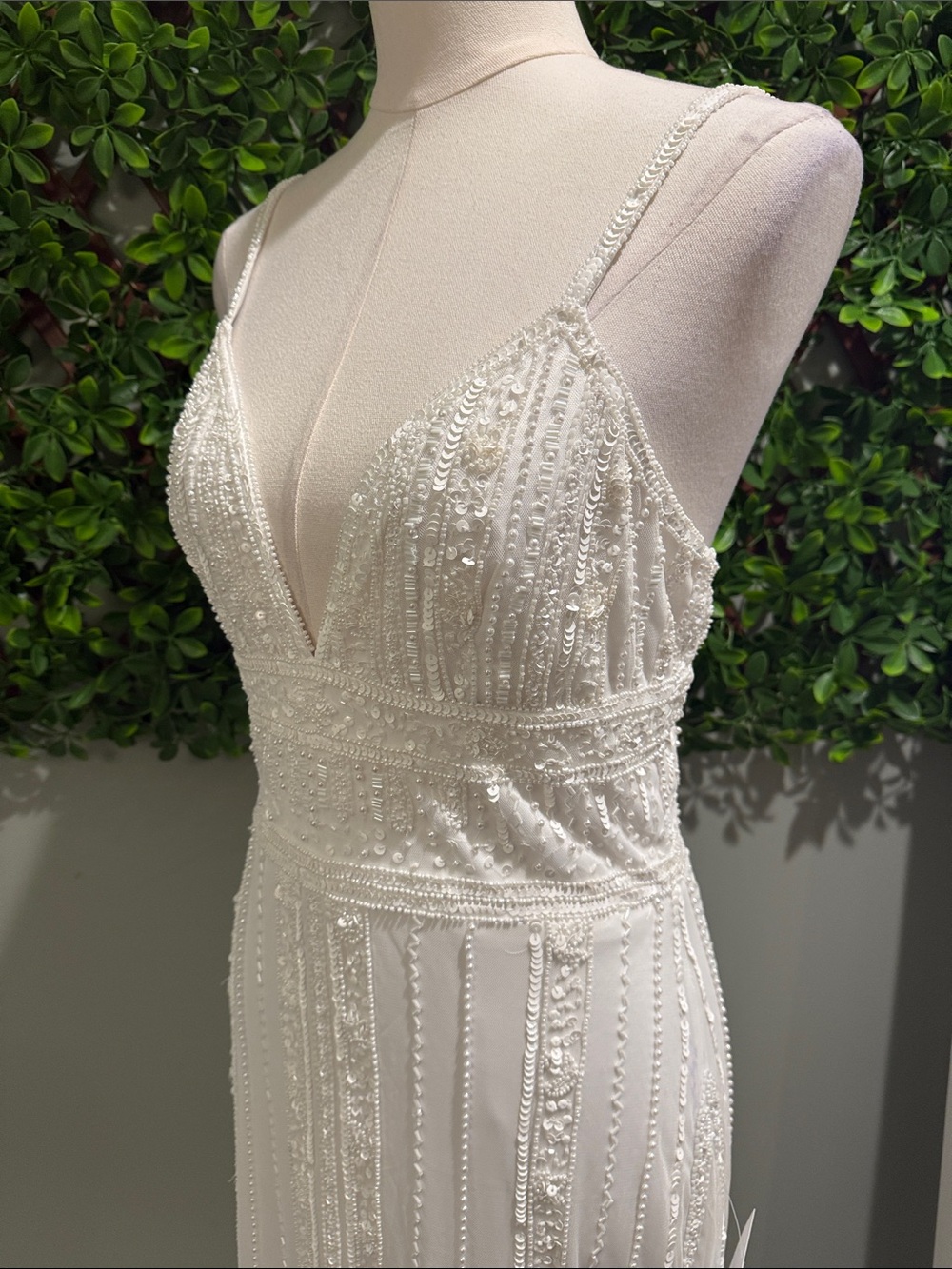 NWT- Stunning Vow White Beaded Sequin Maxi Dress - Picture 8 of 16